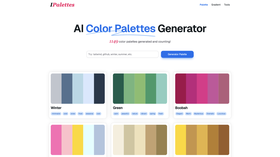 AI Color Palettes Generator - IPalettes