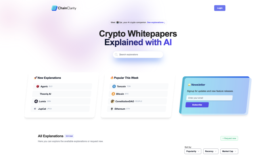 ChainClarity - Crypto Whitepapers Analysis and Explanations