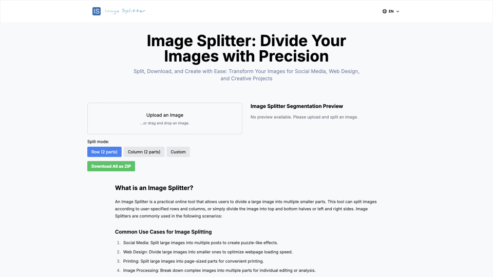 Effortless Image Splitting Tool for Creative Projects