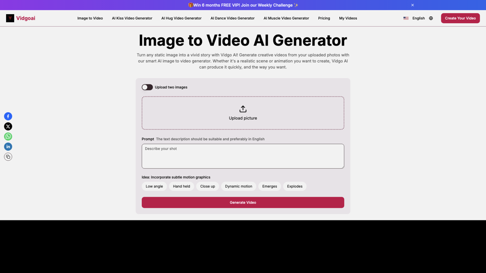 Image to Video AI Generator: Turn Photos to Videos for Free | Vidgo AI